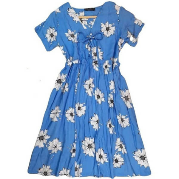 Printed V Neck Dress