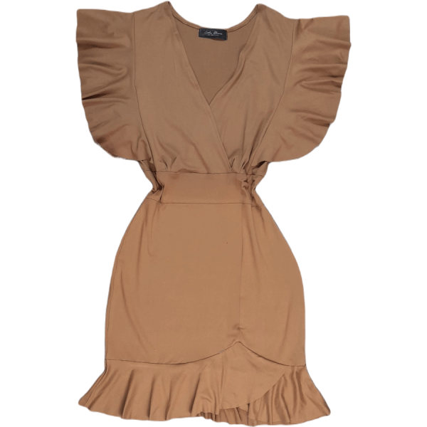 Junior Lady Dress With V Neck And Ruffled Sleeves