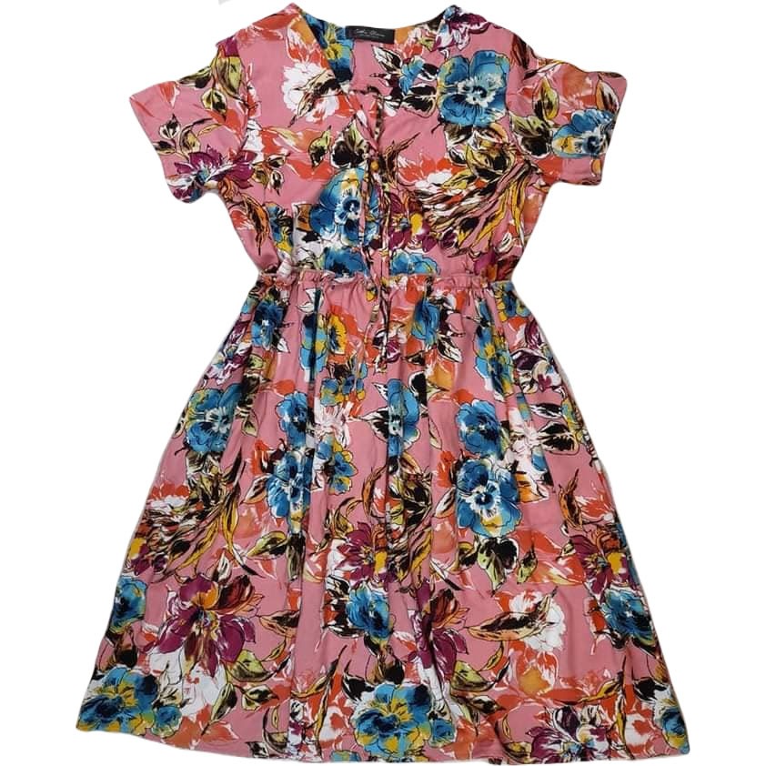 Printed V Neck Dress