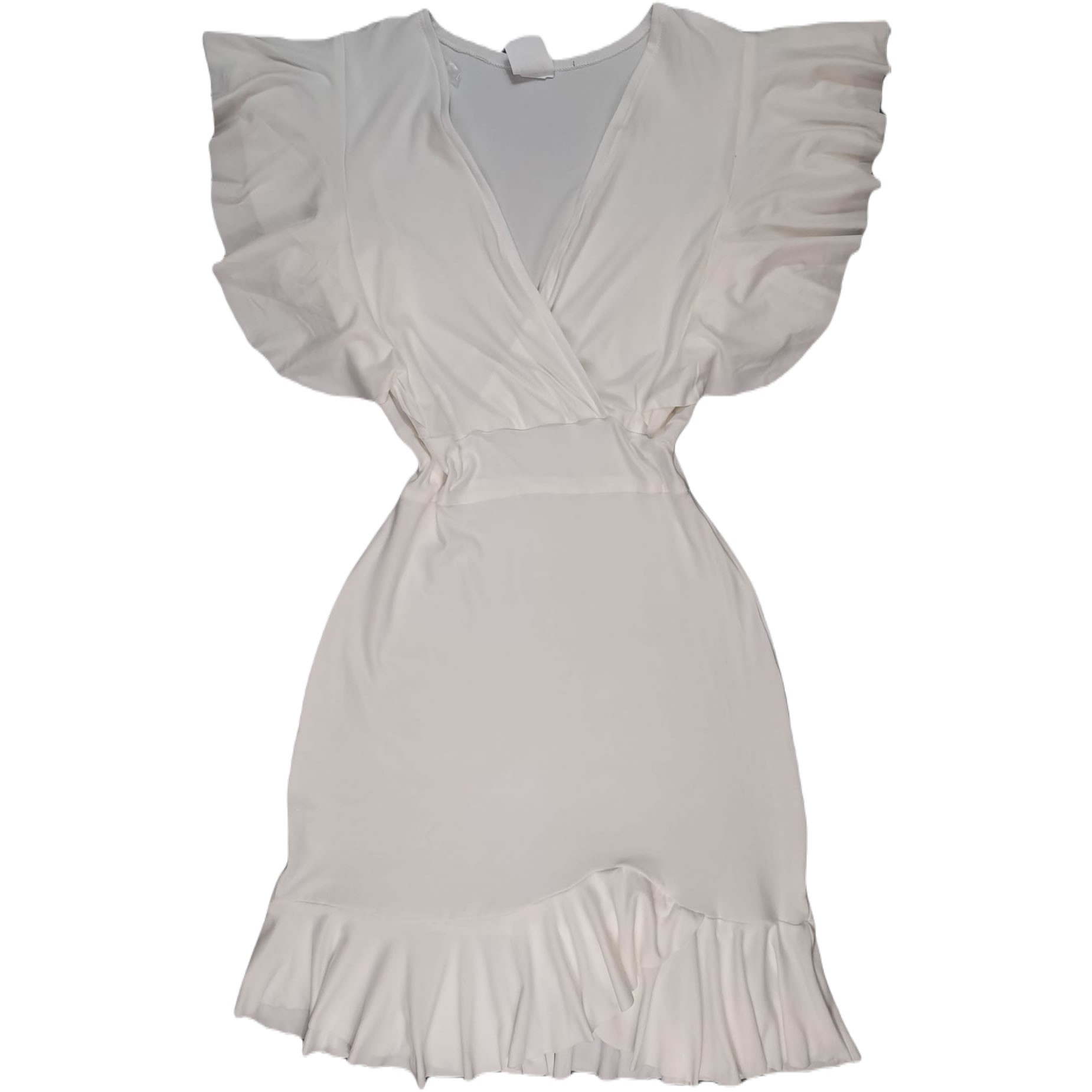 Junior Lady Dress With V Neck And Ruffled Sleeves