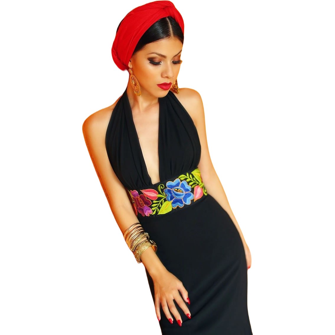 Halter Neck Dress with Mexican Belt