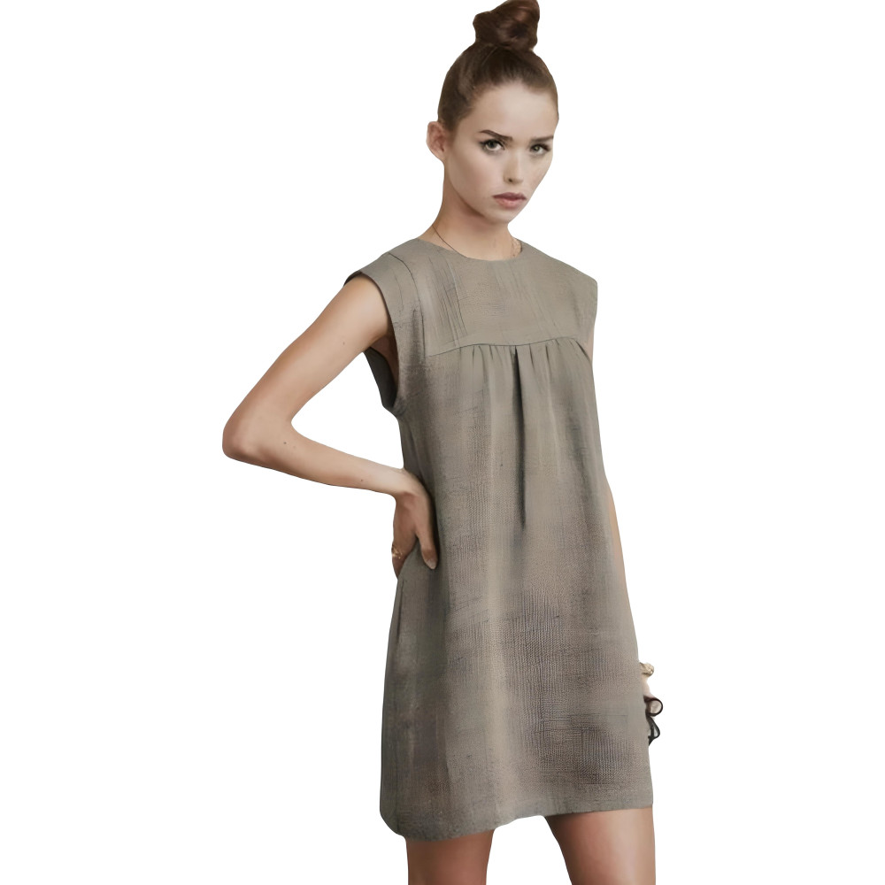 Round Neck Ruffle Sleeve Dress