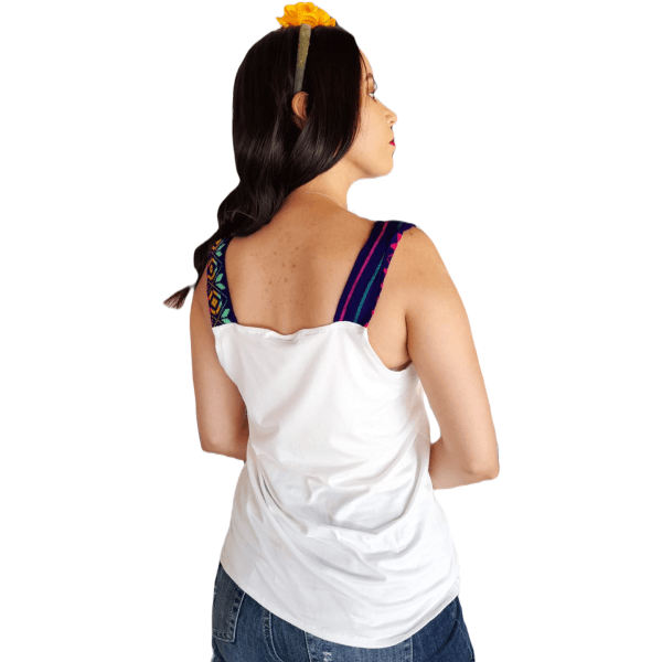 V Neck Strappy Blouse with Mexican Design