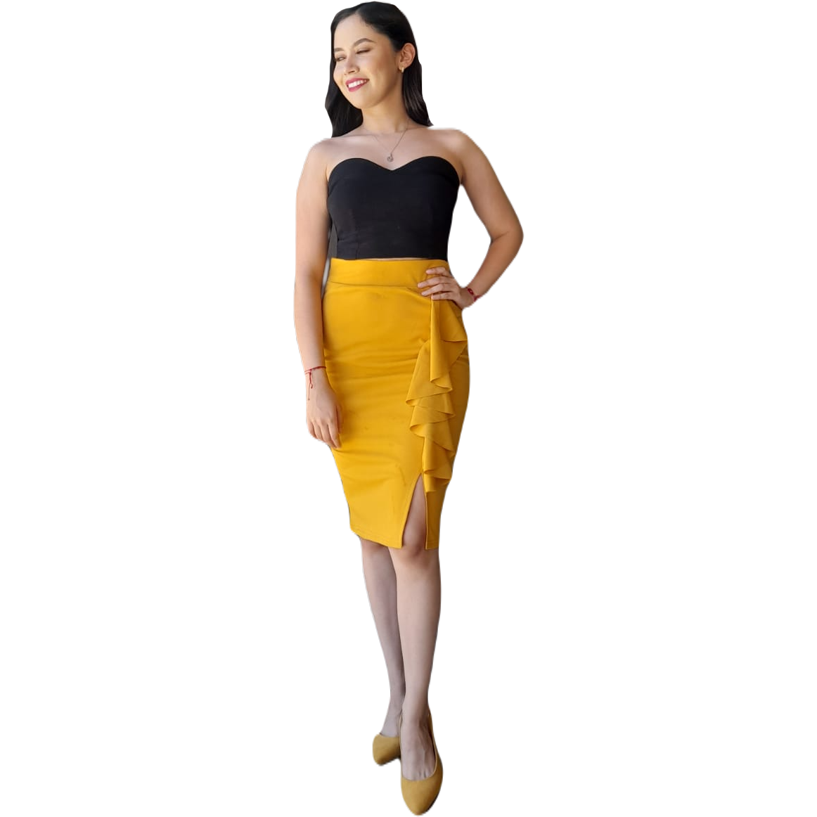 Sleeveless Top & Ruffled Pencil Skirt Set