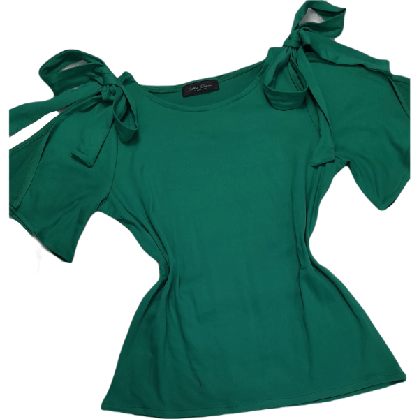 Short-sleeved blouse with knot on the shoulders