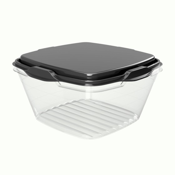Food container 1000ml,  15.2 x 15.2 x 8.2 cm (BPA FREE Polypropyle) Black lid