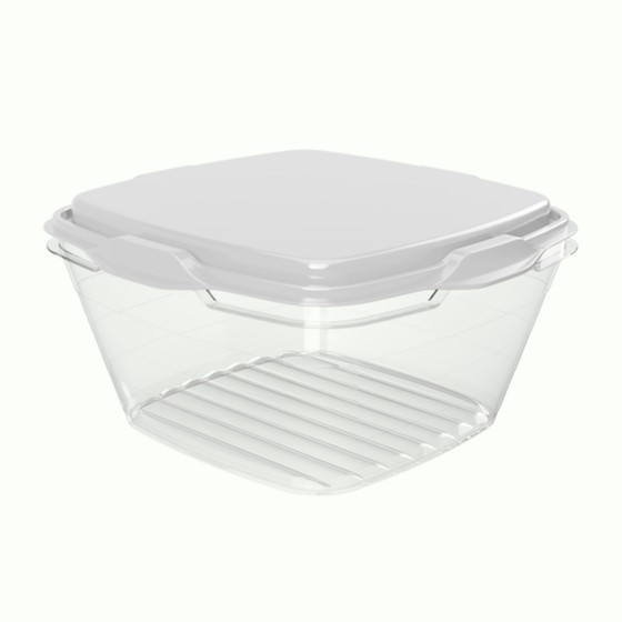 Food container 1000ml,  15.2 x 15.2 x 8.2 cm (BPA FREE Polypropyle) White lid
