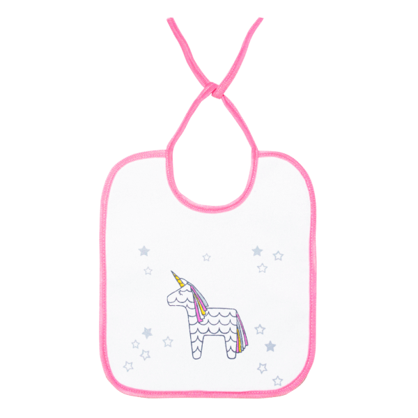 White Baby Bib With Print Brand ELSY