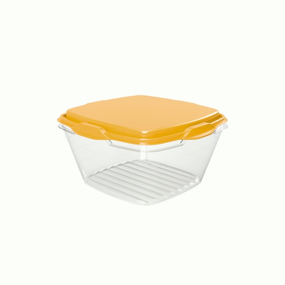 Food container 250ml/8.50oz / 9.9 x 9.9 x 5.3 c (BPA FREE Polypropyle)Yellow lid
