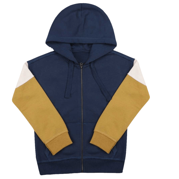 Boys' sweatshirt with hood and colored sleeves