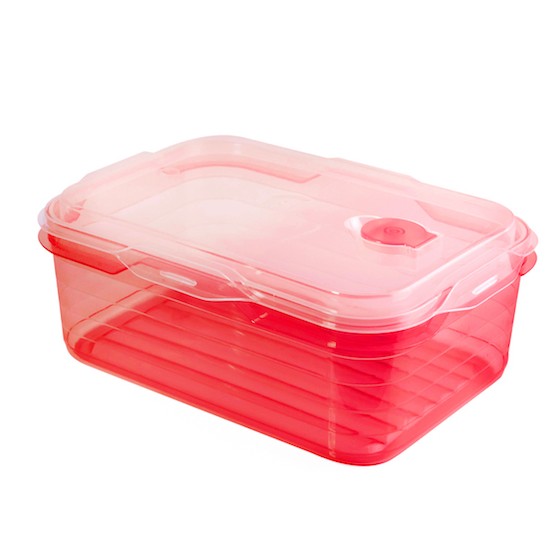 Food container 1400ml, microwave container(with valve)(BPA FREE Polypropyle) Red