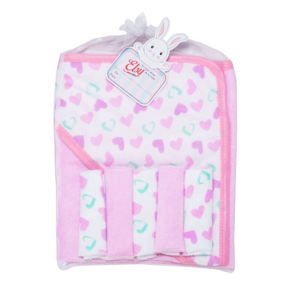 Pack of 1 Baby Bath Towel and 5 Facial Towels brand ELSY