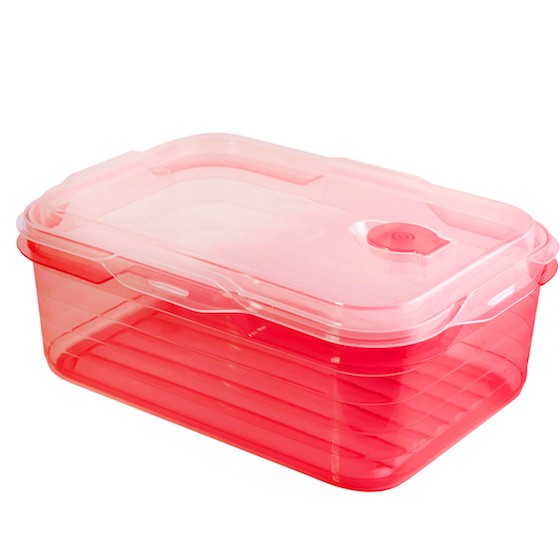 Food container 1900ml, microwave container(with valve) (BPA FREE ) Red