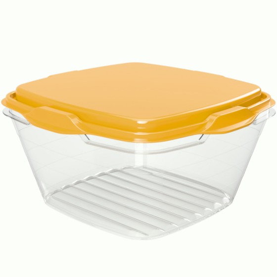 Food container 1,800ml/61oz 18.8 x 18.8 x 10 cm (BPA FREE Polypropyle)Yellow lid