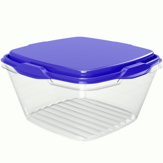 Food container 1,800ml/61oz 18.8 x 18.8 x 10 cm (BPA FREE Polypropyle) Blue lid