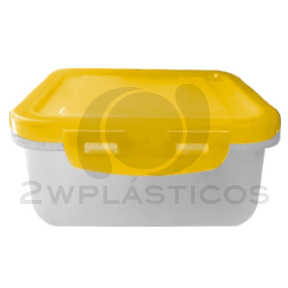 Food clip container 2 Lt (67oz)   (BPA FREE) Yellow lid