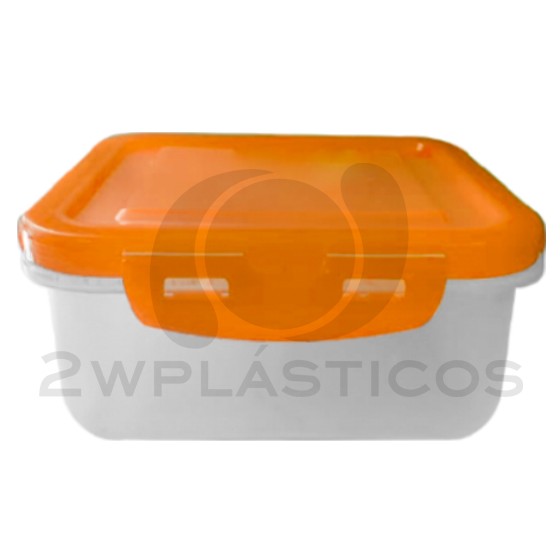 Food clip container 2 Lt(67oz)   (BPA FREE) Orange lid