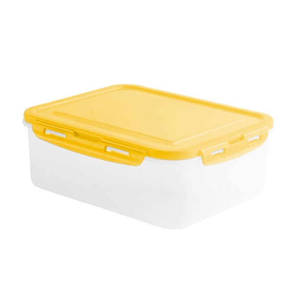 Food  Container-  Clip Flat Rectangular Container 1700 ml (BPA FREE)Yellow  lid