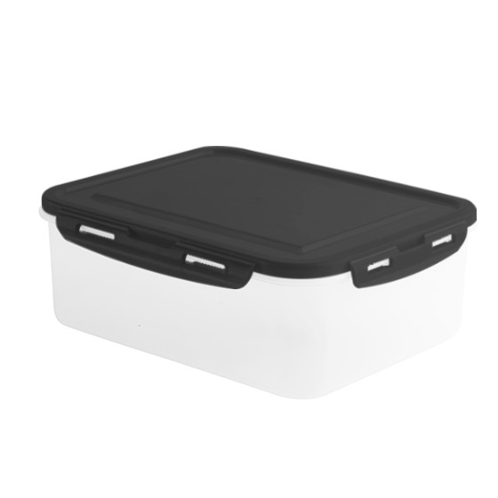Food  Container-  Clip Flat Rectangular Container 1700 ml (BPA FREE) Black lid