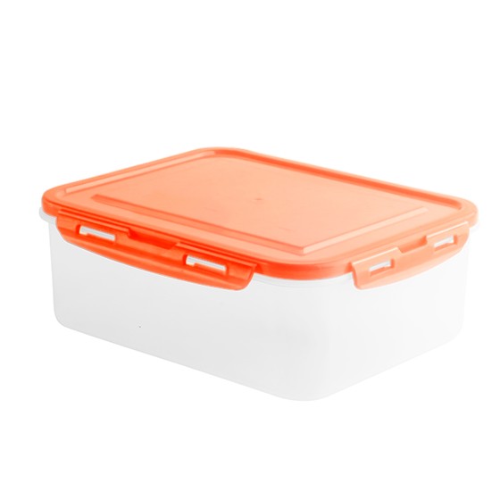 Food  Container-  Clip Flat Rectangular Container 1700 ml (BPA FREE) Orange lid