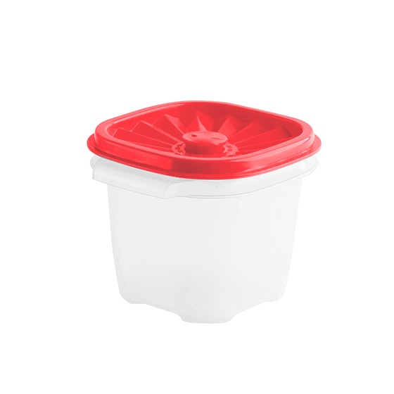 Food container-  Square Date Container 450ml (15oz) (BPA free) Red lid