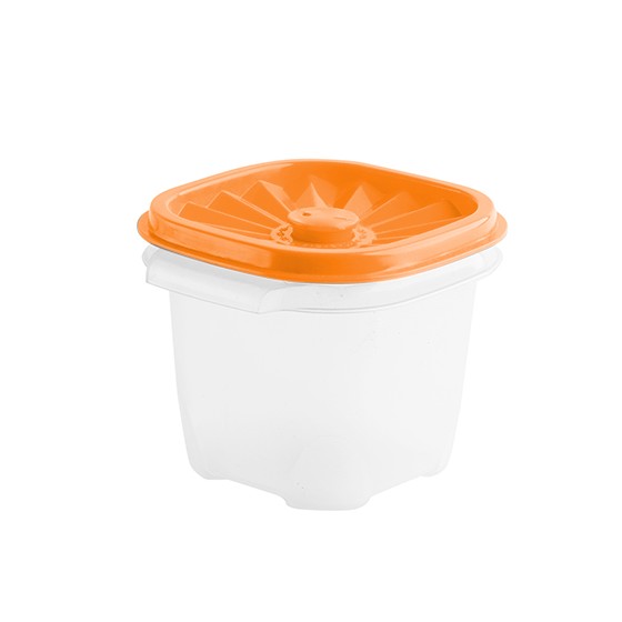 Food container-  Square Date Container 450ml (15oz)  (BPA free) Orange lid
