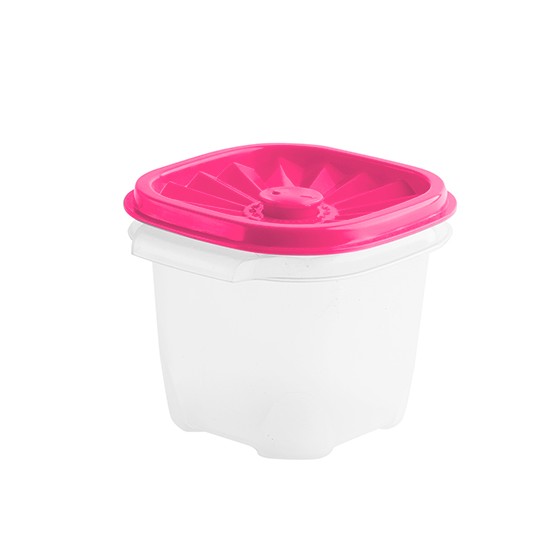 Food container-  Square Date Container 450ml (15oz) (BPA free) Pink lid