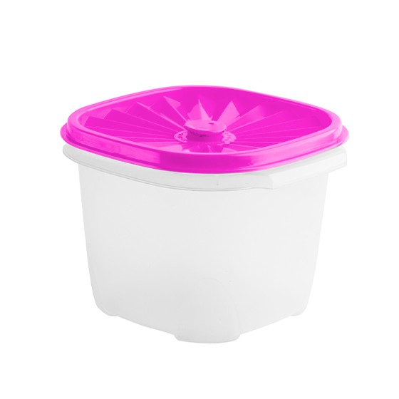 Food container-  Square Date Container 1.1lt  (37oz) (BPA free) Pink lid
