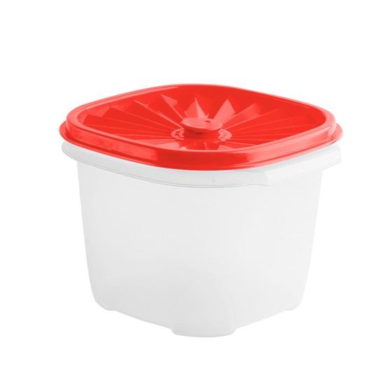 Food container-  Square Date Container 1.1lt  (37oz) (BPA free) Red lid