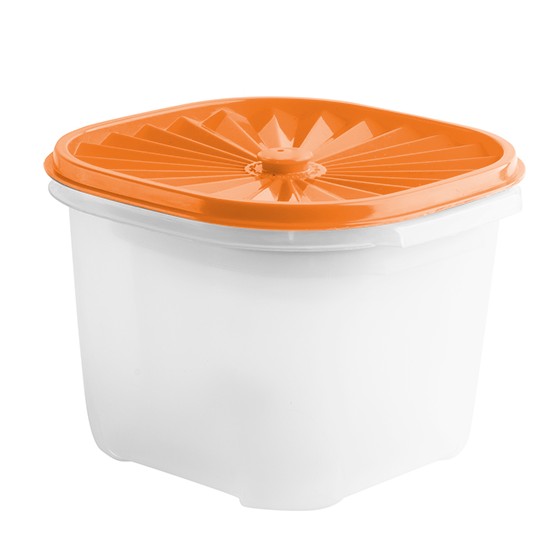 Food container-  Square Date Container 2 lt  (67) (BPA free) Orange lid