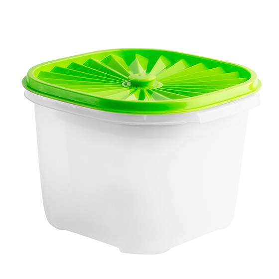 Food container-  Square Date Container 2 lt  (67) (BPA free) Green lid