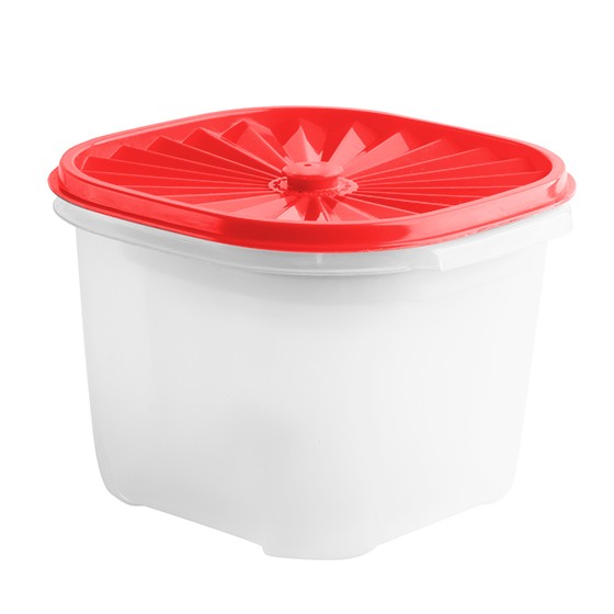 Food container-  Square Date Container 2 lt  (67) (BPA free) Red lid