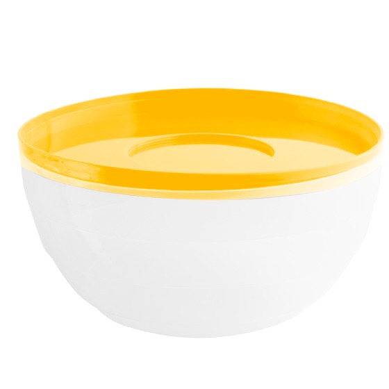 Kitchen utensil -  Round Bowl 1,700 ml (BPA FREE Polypropylene) Yellow lid
