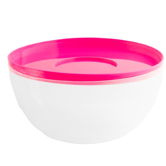 Kitchen utensil -  Round Bowl 1,700 ml (BPA FREE Polypropylene) Pink lid