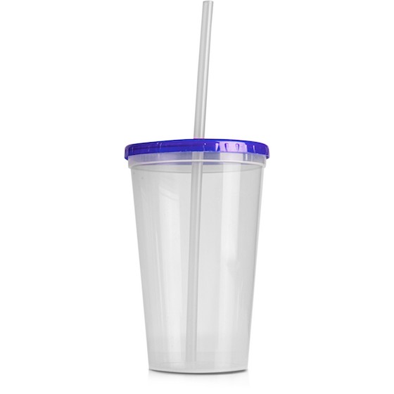 Table utensil. Glass single 550ml 14x9 cm (BPA FREE, Polypropylene) Blue lid