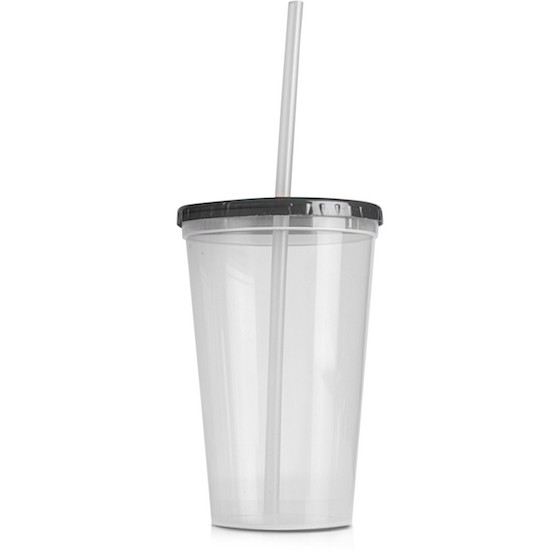 Table utensil. Glass single 550ml 14x9 cm (BPA FREE, Polypropylene) Black lid