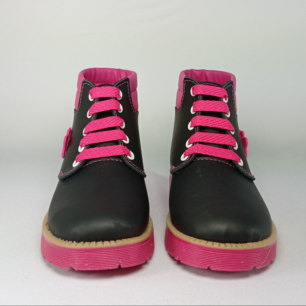 Black And Fuchsia With Butterfly Industrial Style Boots For Kids / Baby Footwear / Infant Boots