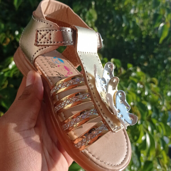 Golden Butterfly Huarache Sandals For Kids / Kids' Beach Bum Shoes / Junior Beach Babes' Sandals