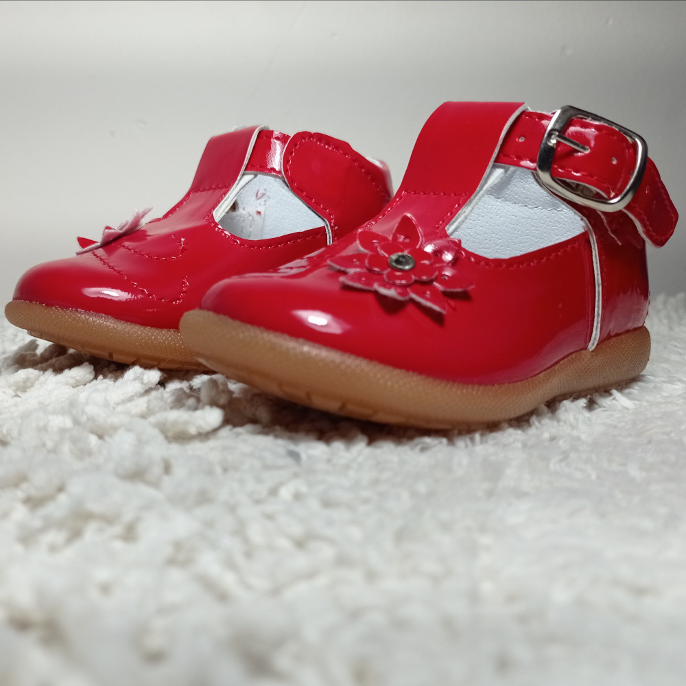 Red And Flower Shoes For Girls / Blooming Girl Shoes / Floral Fantasy Footwear