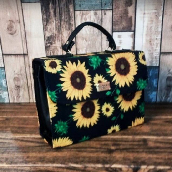 Black And Sunflower Print Bag