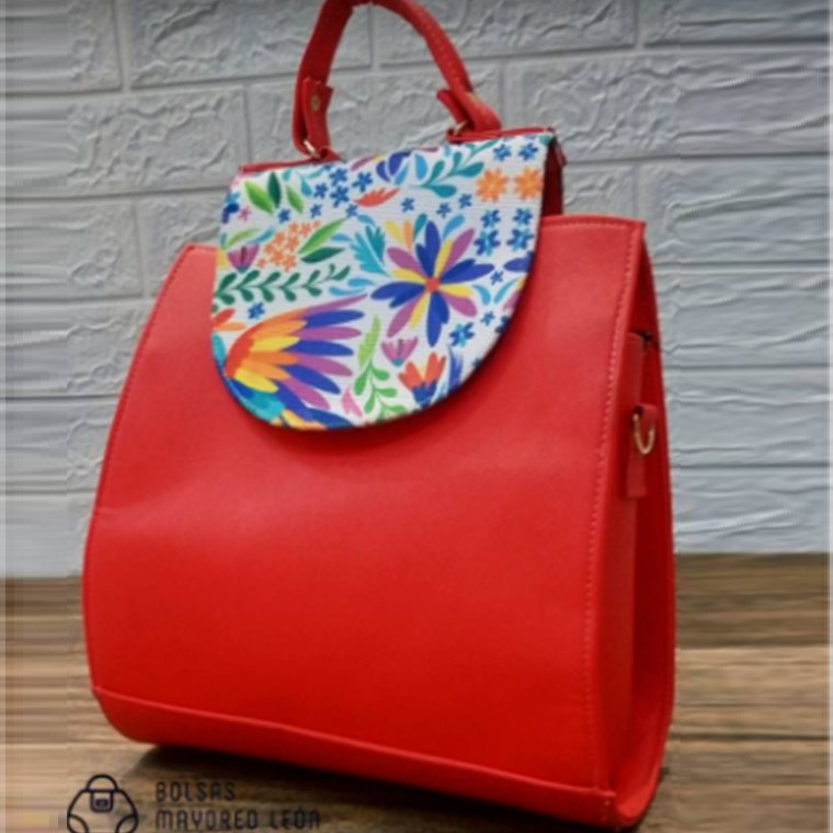 Annia Red And Colorful Detail BackPack