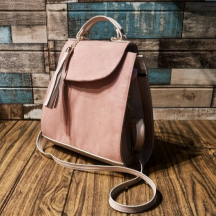 Annia Light Pink Suede Backpack