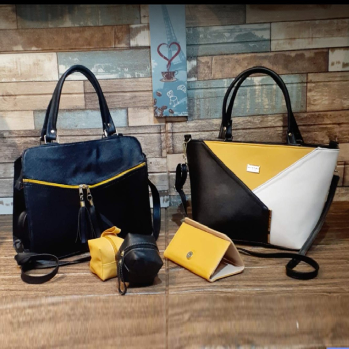 Black And Yellow Premium 5 Piece Bags Set