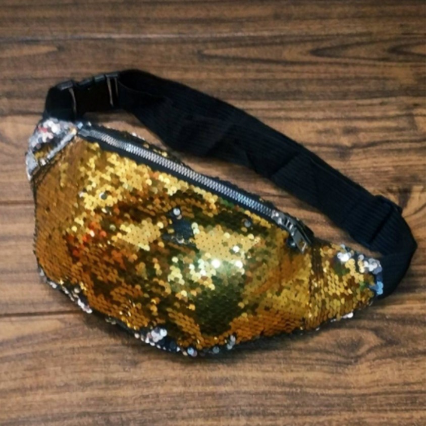 Yellow Sequin Cosmetic Bag