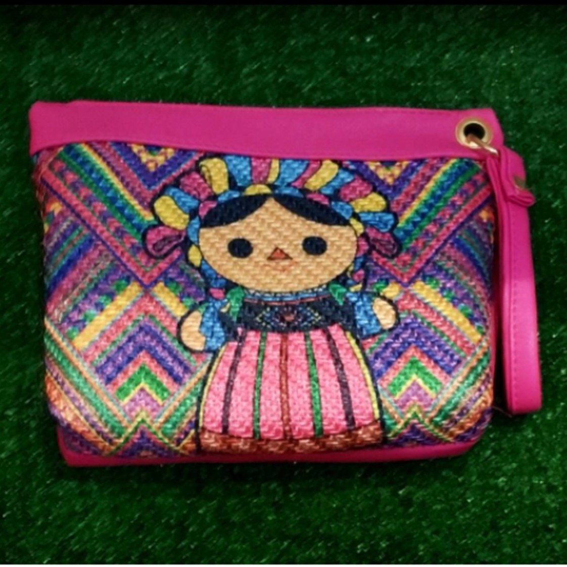 Mexican Artisan Jute Cosmetic Bag In Different Colors