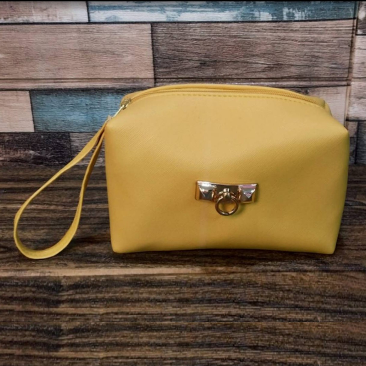 Mustard Rectangular Cosmetic Bag