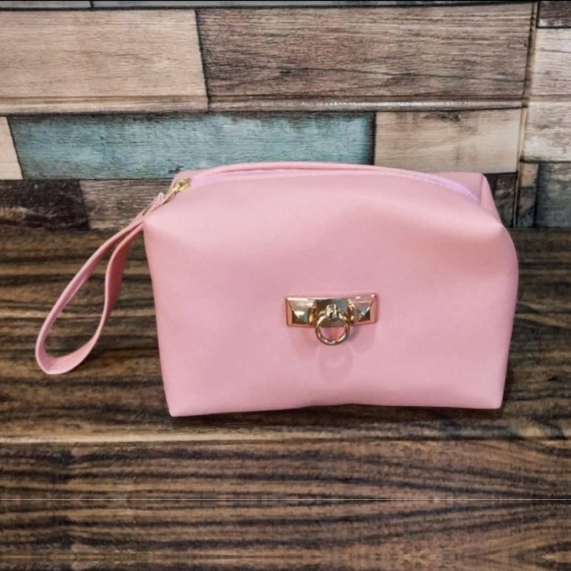 Pink Rectangular Cosmetic Bag
