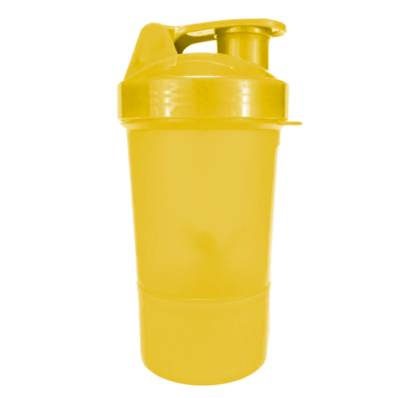 Yellow Gym Bottle Shaker With Compartment 580 ml