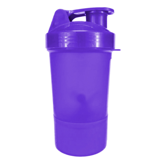 Purple Gym Bottle Shaker With Compartment 580 ml