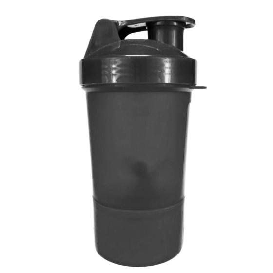Black Gym Bottle Shaker With Compartment 580 ml